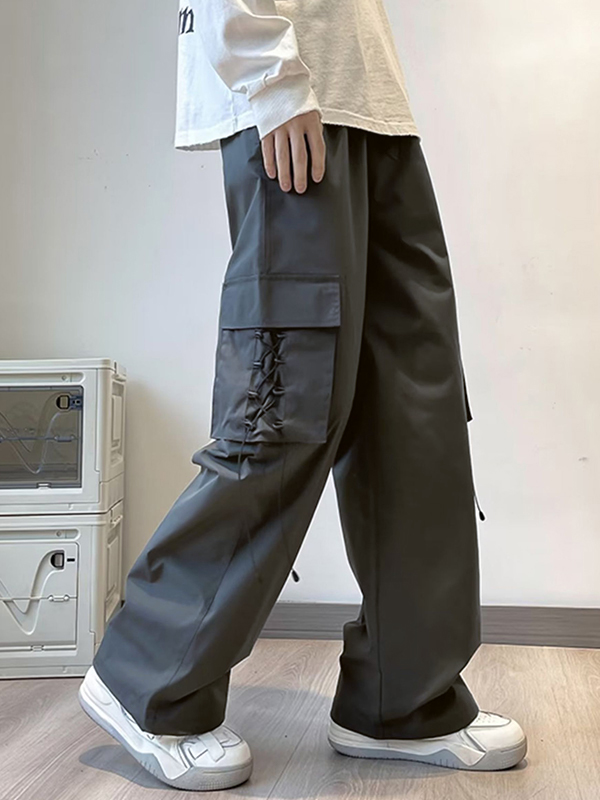 Vintage-Fallschirm-Cargohose zum Schnüren mit Kordelzug für Herren-2