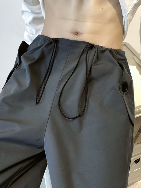 Vintage-Fallschirm-Cargohose zum Schnüren mit Kordelzug für Herren-3