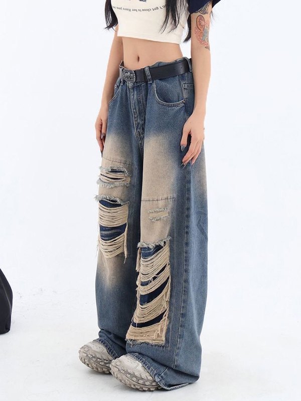 Zerrissene Nischenjeans im Retro-Distressed-Patch-Design-3