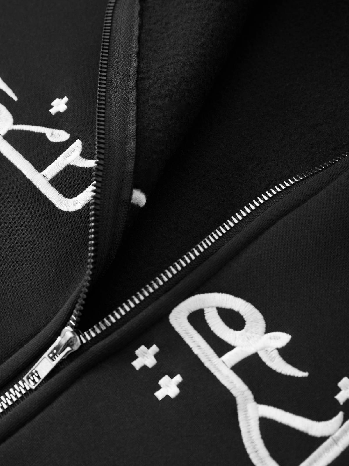 Hoodie mit Reißverschluss für Herren mit Punkstar-Stickerei-5