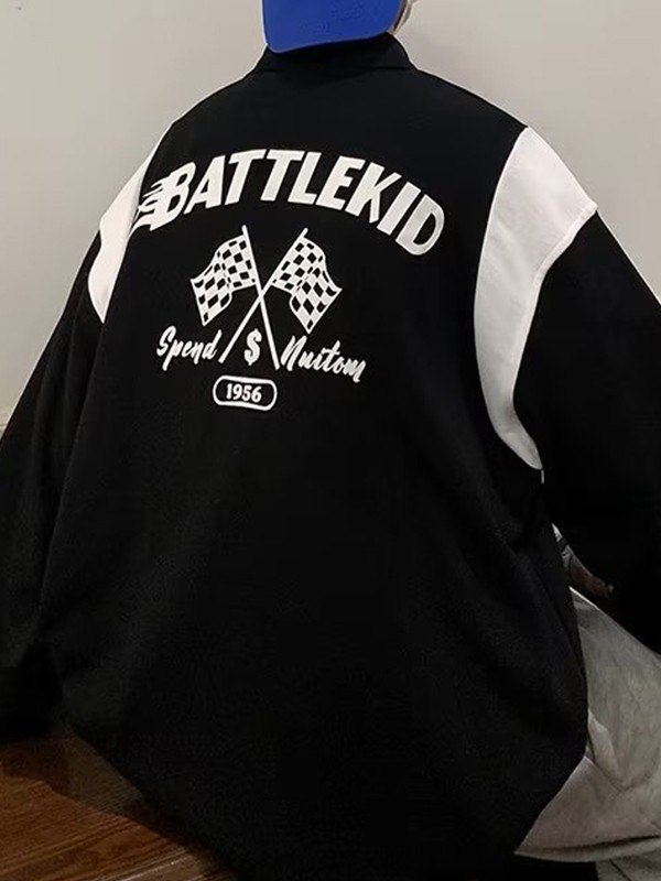 Patchwork-Sweatshirt mit Racing-Grafik für Herren-1