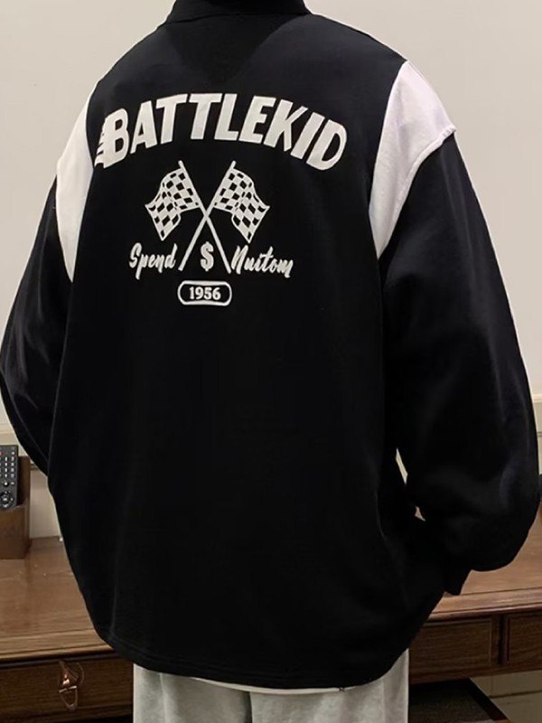 Patchwork-Sweatshirt mit Racing-Grafik für Herren-2