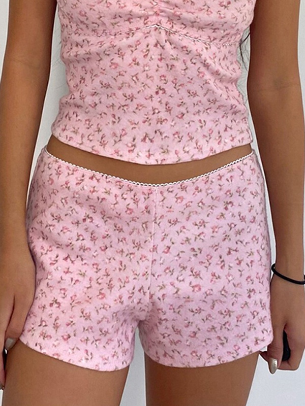 Zweiteilige Bandeau-Top-Shorts mit Vintage-Print-2