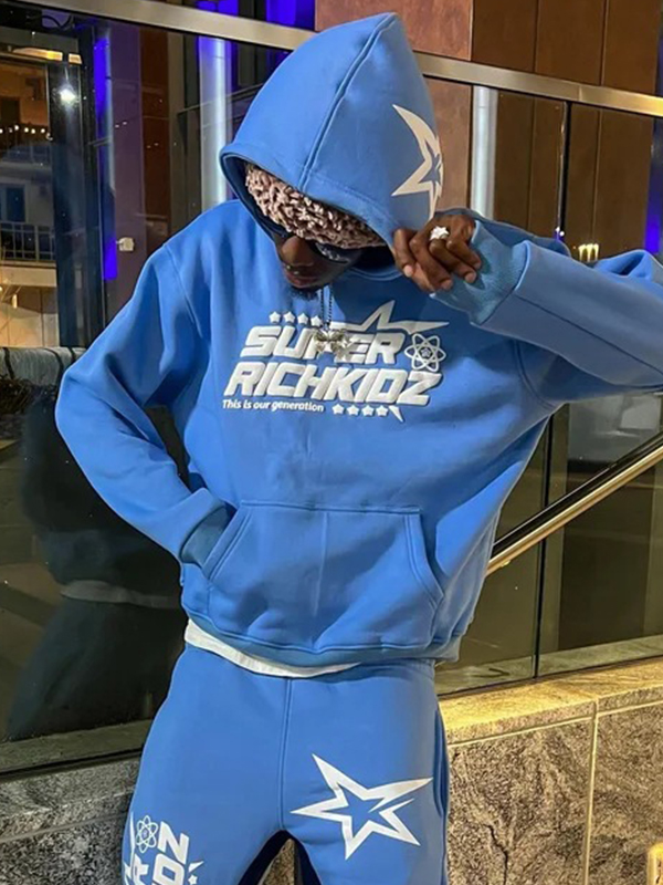 Übergroßer Kapuzenpullover mit Street Star-Buchstabenprint für Herren-1