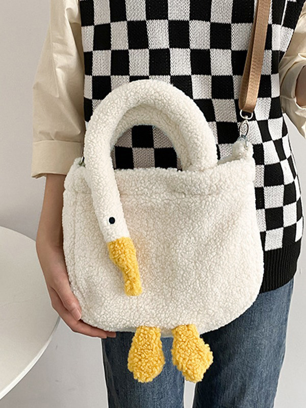 Gans-Muster-Fleece-Crossbody-Handtasche-3