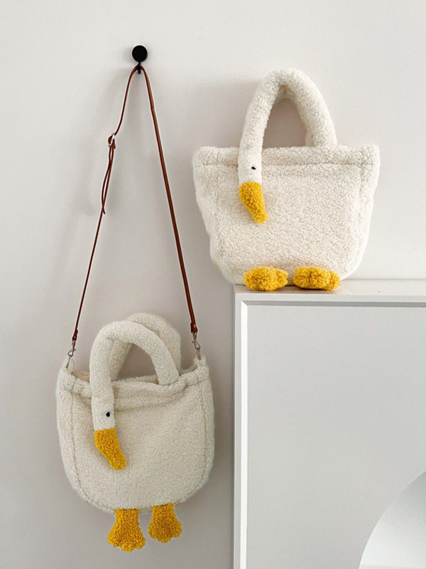 Gans-Muster-Fleece-Crossbody-Handtasche-2