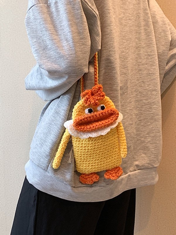Handgemachte häkeln stricken Cartoon Telefon Umhängetasche-4
