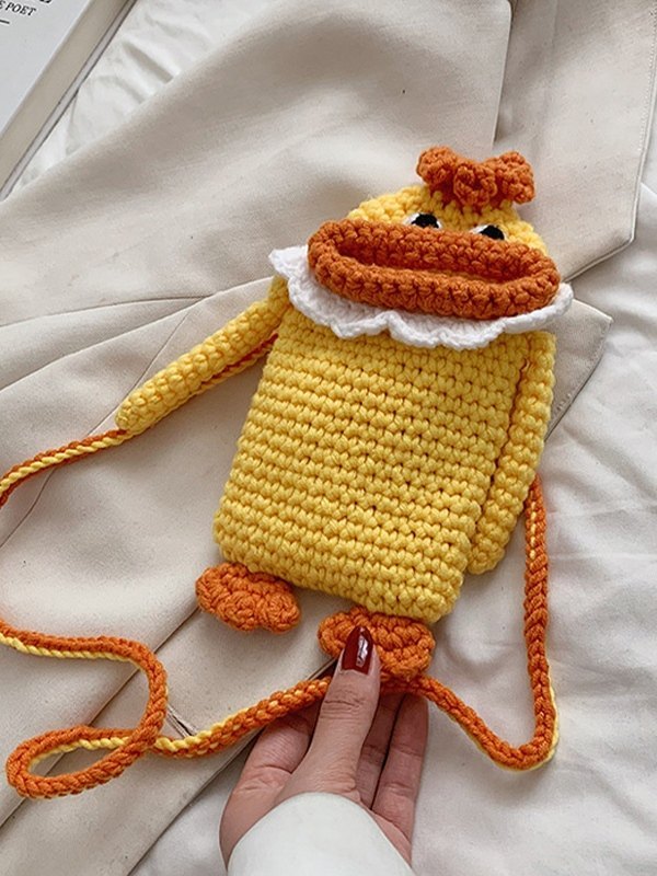 Handgemachte häkeln stricken Cartoon Telefon Umhängetasche-2