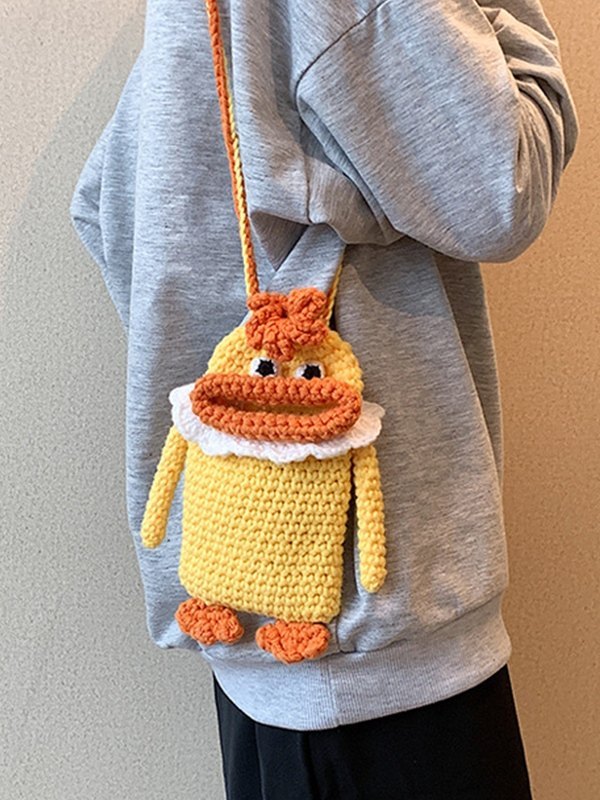 Handgemachte häkeln stricken Cartoon Telefon Umhängetasche-3