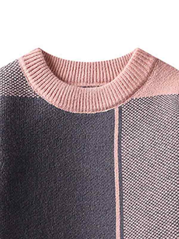 Herrenpullover mit Karomuster in Kontrastfarbe-1